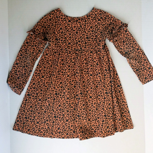 The Children's Place Brown Leopard Print Dress With 1 Pair Of Bows✨✨ - Picture 3 of 6
